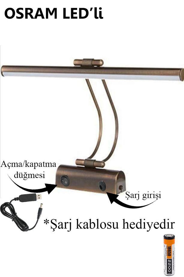Osram led Flüt Şarjlı Pilli Siyah Kasa Koridor Günışığı Ledli Tablo Kuğu Duvar Aplik şarjlı Pilli - 2