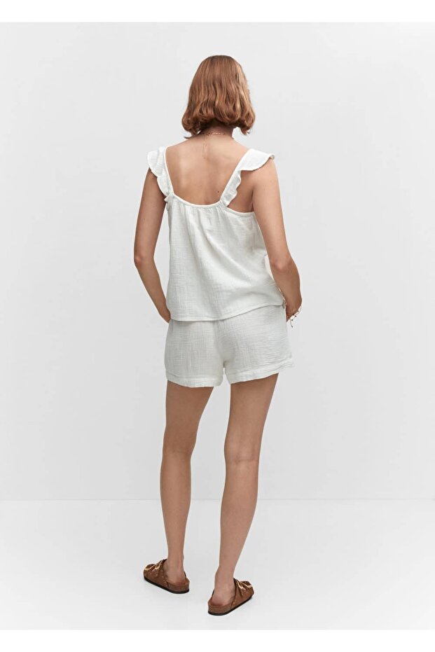 Elastik belli pamuklu şort - 4