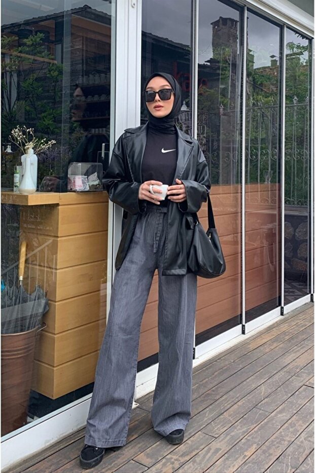 Siyah Deri Ceket - 1