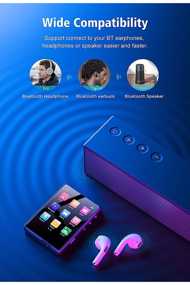 32 GB MP3 Çalar ile Bluetooth 5.0, Bir 2.4 " Dokunmatik Ekran. - 3