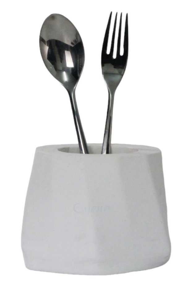 Countertop Cutlery Decorative Upright Cutlery Holder Cylinder Cutlery White Color Model 17