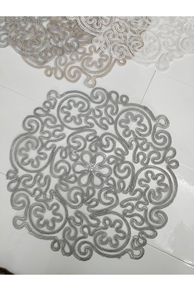 Placemat Special Embroidery Design Tableware Ivy Table And Presentation Set Dowry Bowl Gray
