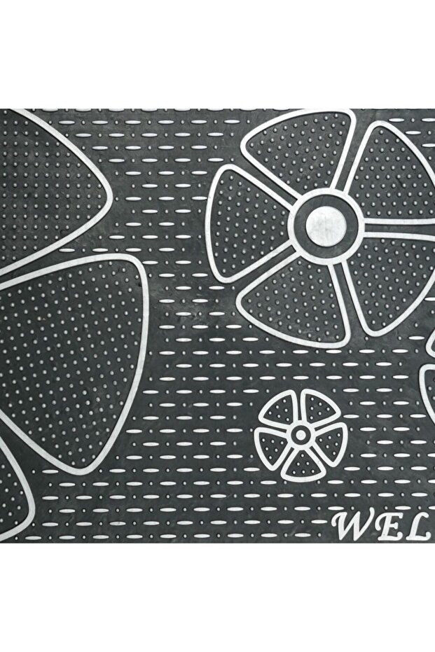 سجادة مطاطية للباب الأمامي بنمط زهرة مكتوبة مرحبًا - 3