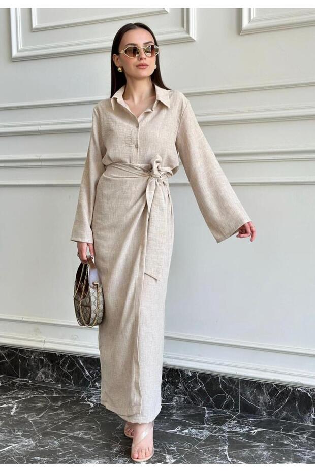 Beiges Rockset – mit Bindedetail - 1