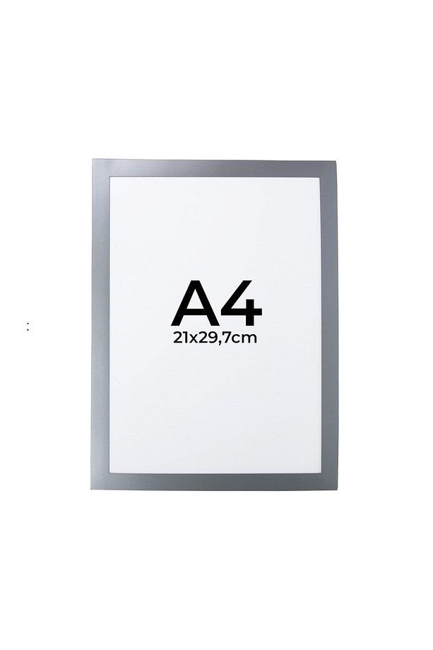 Yapışkanlı Alüminyum Renk Çift Mıknatıslı Şömiz Magnet Çerçeve Duyuru Pano 21x30 cm  (A4)  - 2 adet - 4