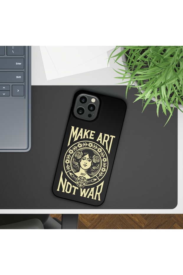 متوافق مع حافظة هاتف آيفون 12 برو ماكس، تصميم Make Art Not War، مقاوم للصدمات - 2