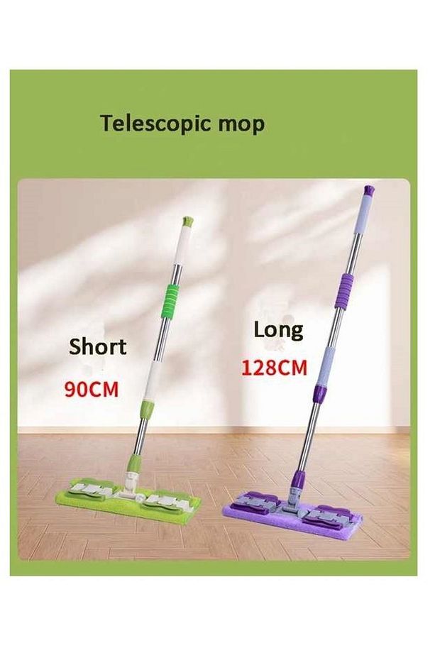 Mandallı Mop Islak Havlu Uyumlu Teleskopik Ayarlanabilir Saplı Mop 1 Yedek Bez - 4
