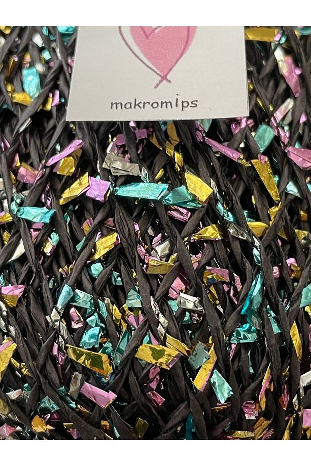 Premıum Metalik Confeti Kâğıt Rafya Ip(50GR/M -5)simli Parlak Abiye Polyester Çanta Şapka Örgü Ipi - 3