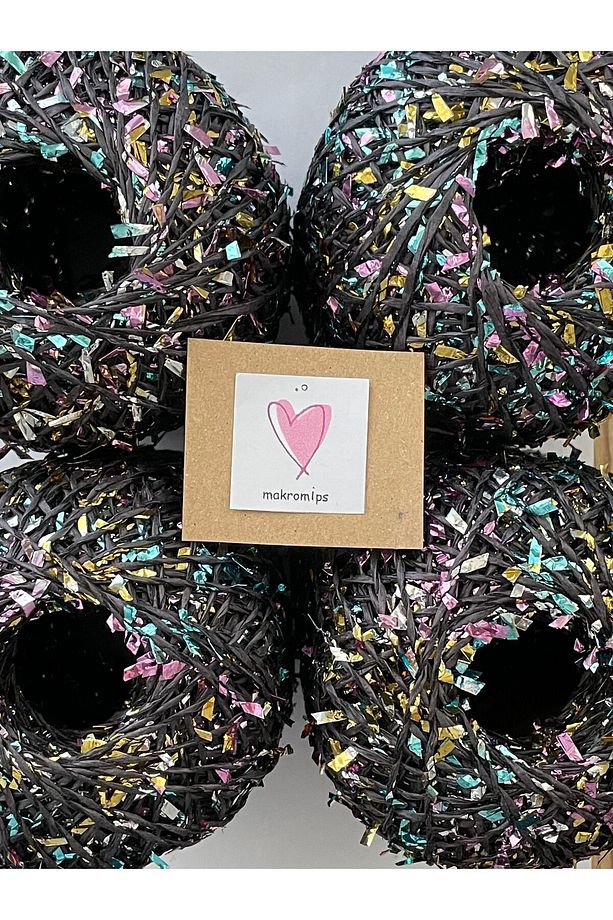 Premıum Metalik Confeti Kâğıt Rafya Ip(50GR/M -5)simli Parlak Abiye Polyester Çanta Şapka Örgü Ipi - 4