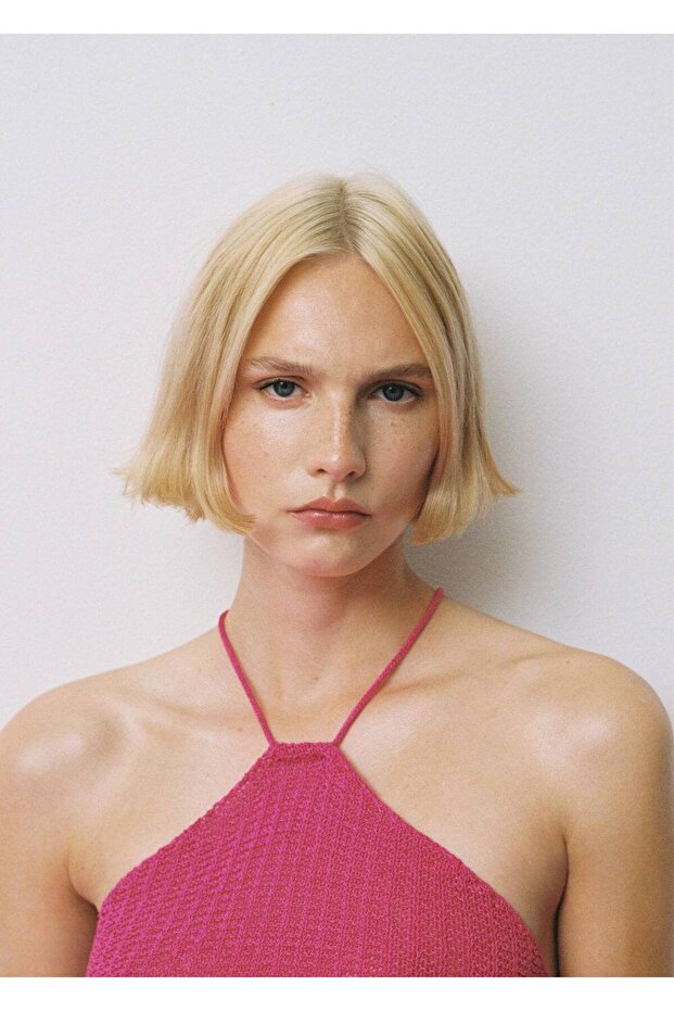 Halter Yakalı Kroşe Bluz - 5