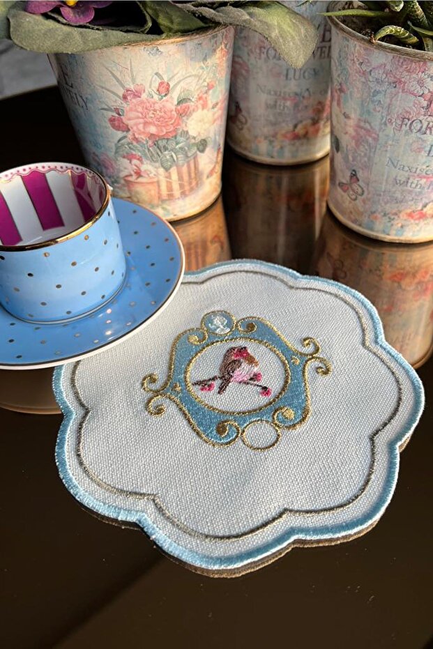 Pack of 2 Blue Cocktail Napkins| Presentation Napkin| Coffee Side Napkin