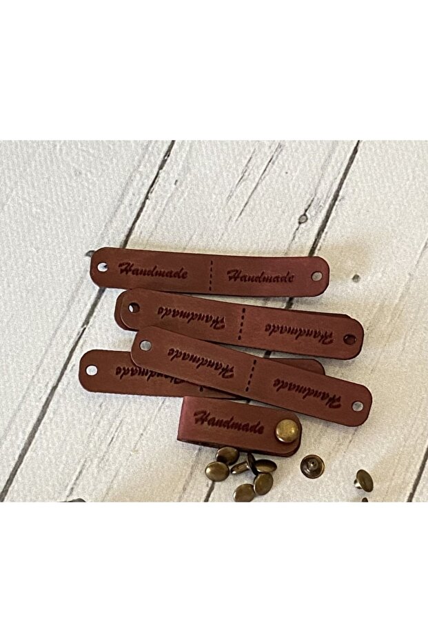 Spiked Handmade Leather Label - Claret Red - 10 Pieces