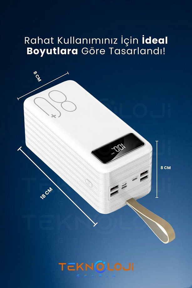 80.000 Mah Powerbank 4 Usb Micro Type-c Lıghtnıng Girişli El Fenerli Taşınabilir Şarj Aleti - 8