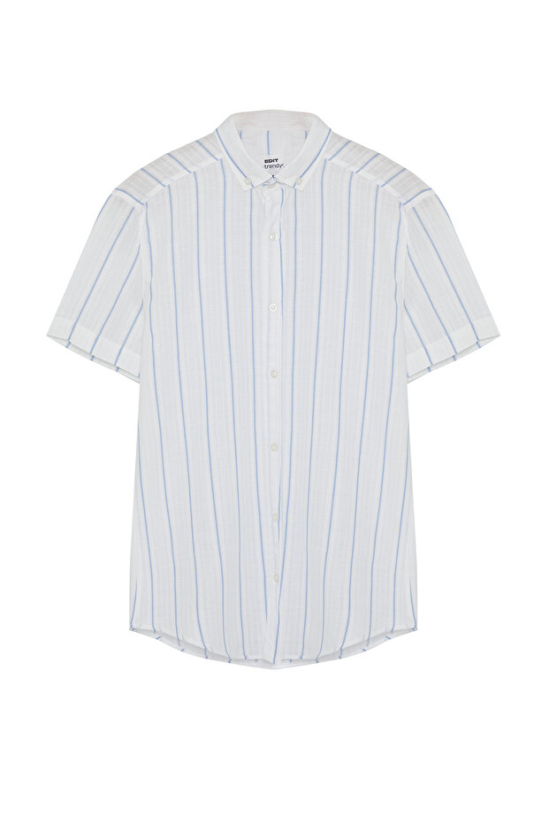 Men's Shirt - White Striped, Regular Fit Tmnss24Go00085