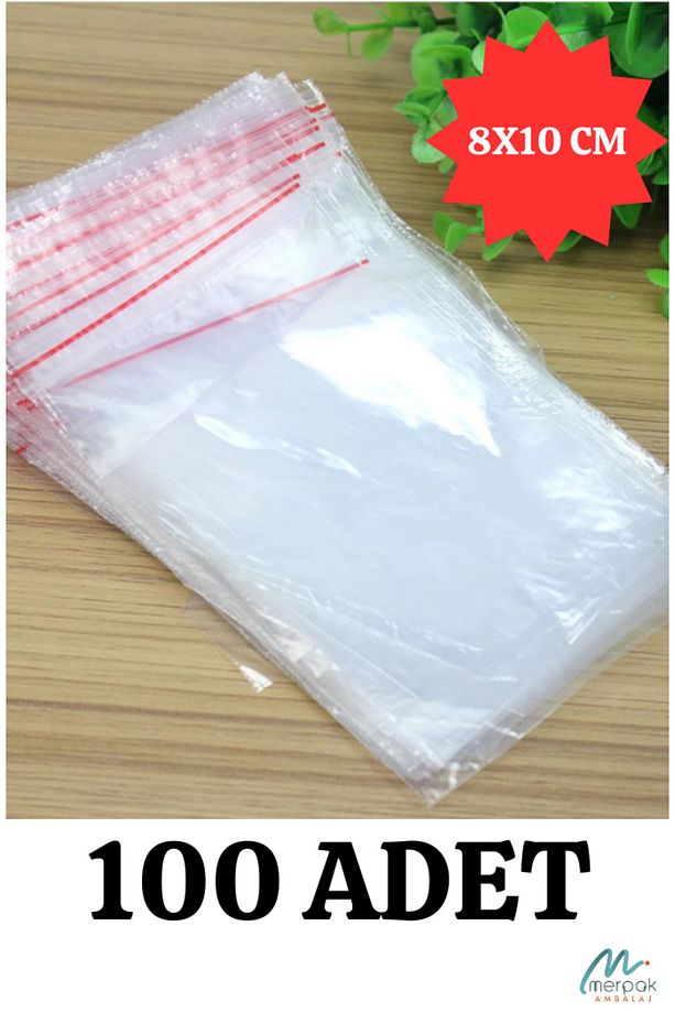 Kilitli Torba 8x10 Cm 100'lü Kilitli Buzdolabı Poşeti Şeffaf Kilitli Saklama Poşeti Kilitli Poşet - 1