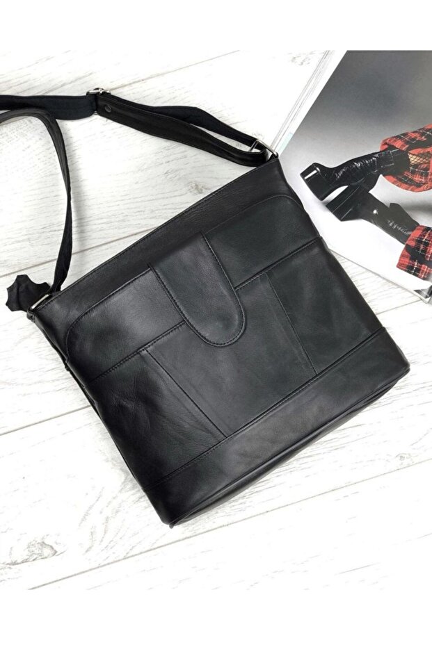 Genuine Leather Black Postman Bag