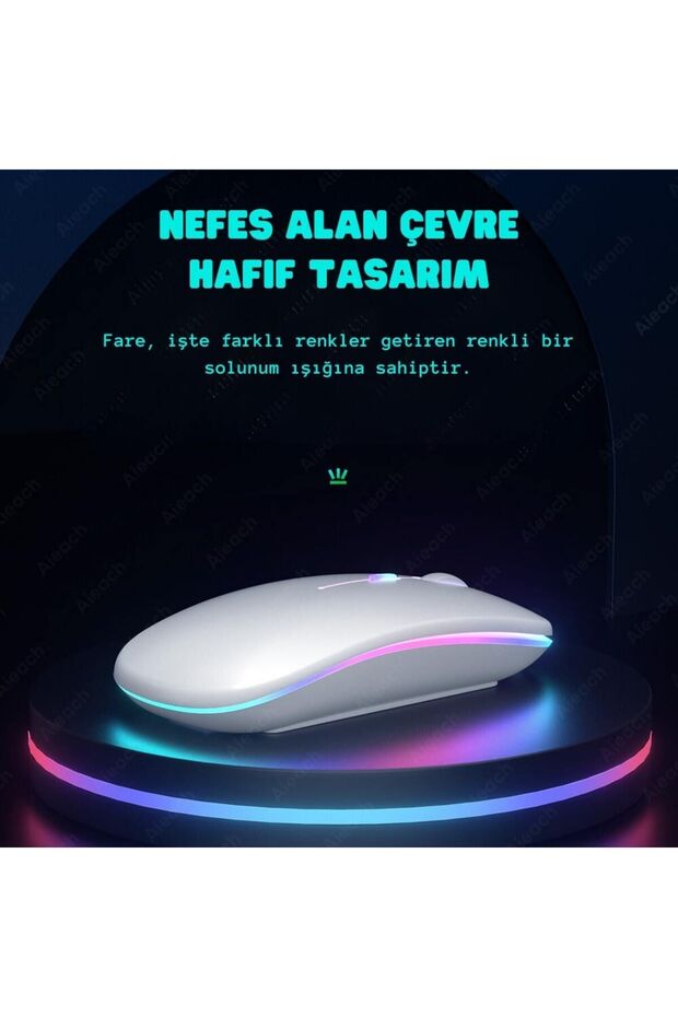Bluetooth Aydınlatmalı Klavye Mouse Tablet Telefon Android iOS Windows Fare Klavye iPad Uyumlu - 5