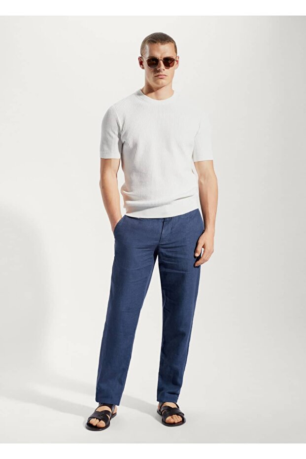 Slim fit %100 keten pantolon - 2