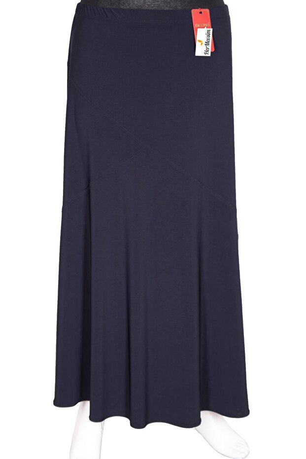 Women's Bensu Large Size Sandy Cross Unlined Navy Blue Skirt