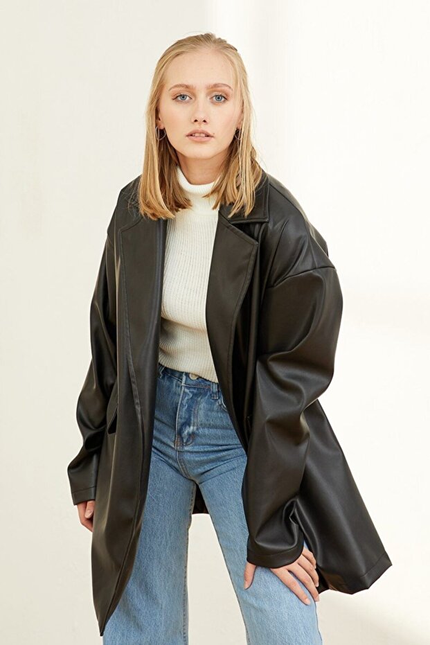 Siyah Deri Ceket - 4