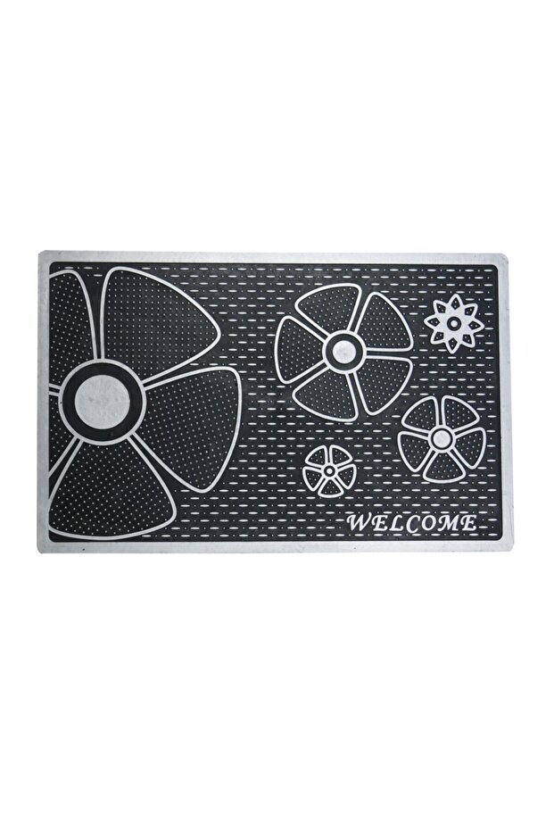 سجادة مطاطية للباب الأمامي بنمط زهرة مكتوبة مرحبًا - 2