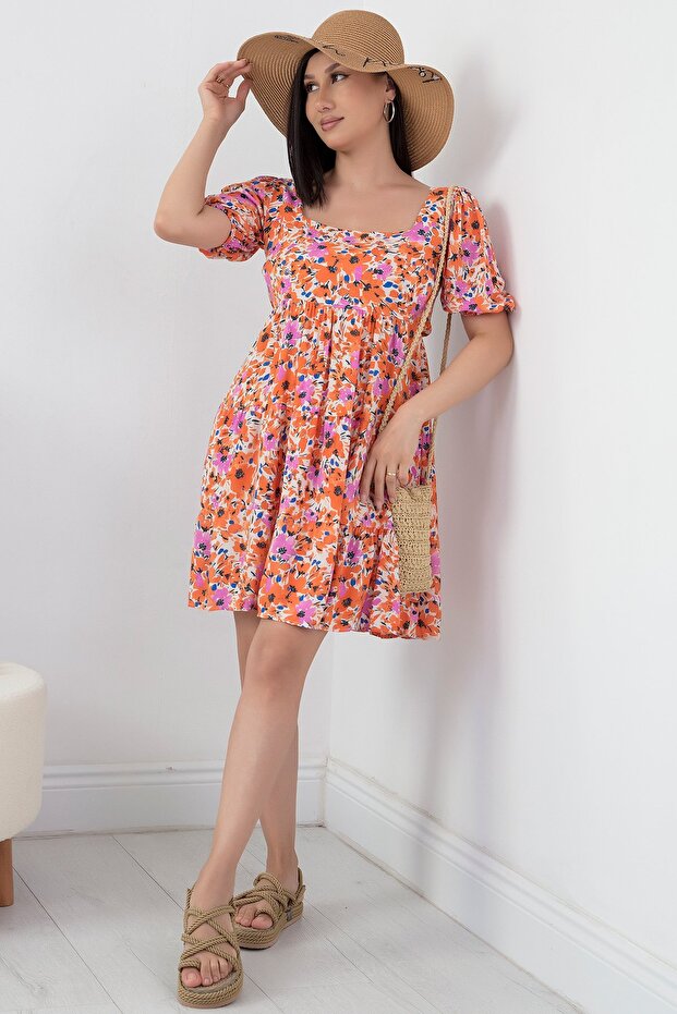 Arkadan Bağlamalı Viskon Elbise 866-3016 - 1