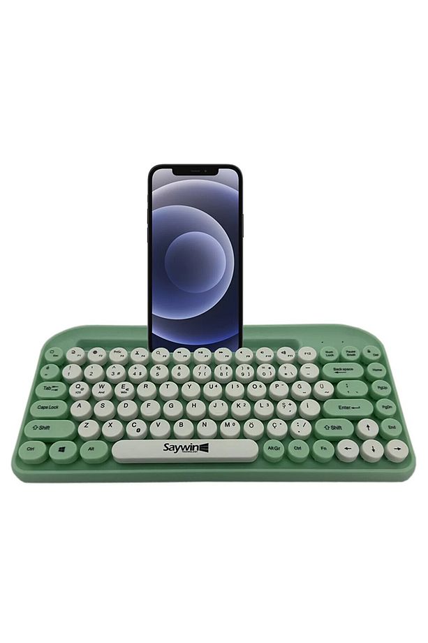 Samsung Tab E SM-T560 Uyumlu Bluetoothlu Retro Kablosuz Klavye Daktilo Görünümlü Tuş Tasarımı - 5