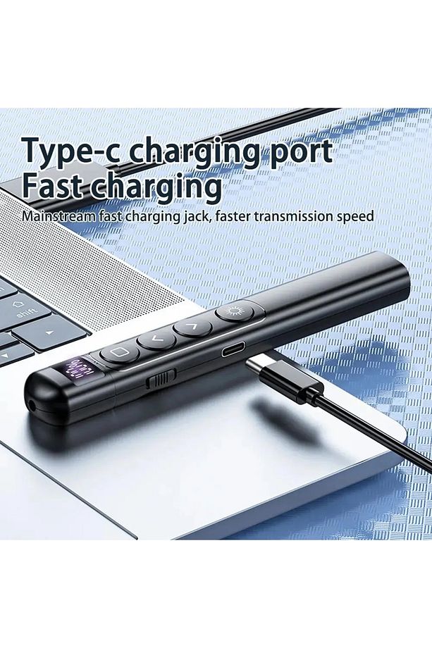 Dijital Ekranlı Şarjlı Lazer Sunum Kumandası Şarj Göstergeli Lazer Powerpoint Laser Pointer Slayt - 6
