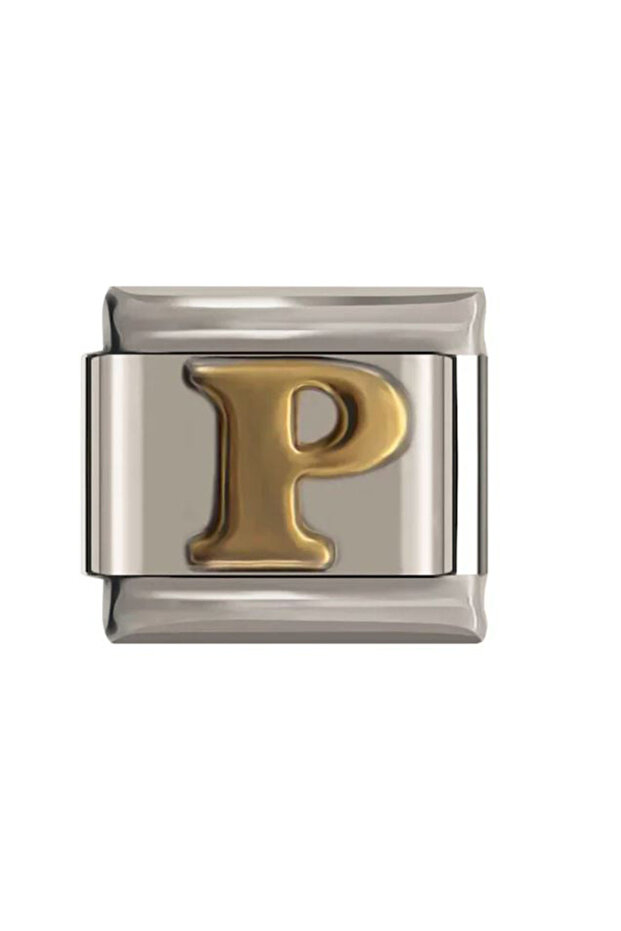 Italian Stainless Steel Yellow Letter P 9mm Charm