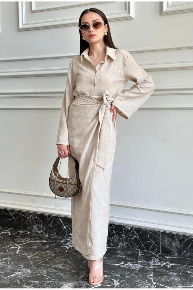 Beiges Rockset – mit Bindedetail - 2