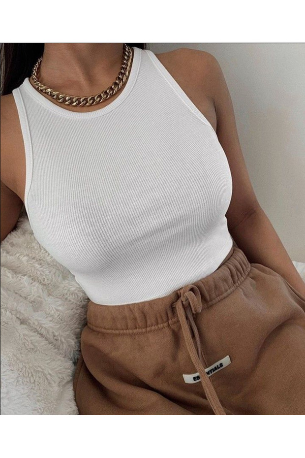 Kadın Fitilli Görünümlü Kalın Askılı Basic Atlet - 2