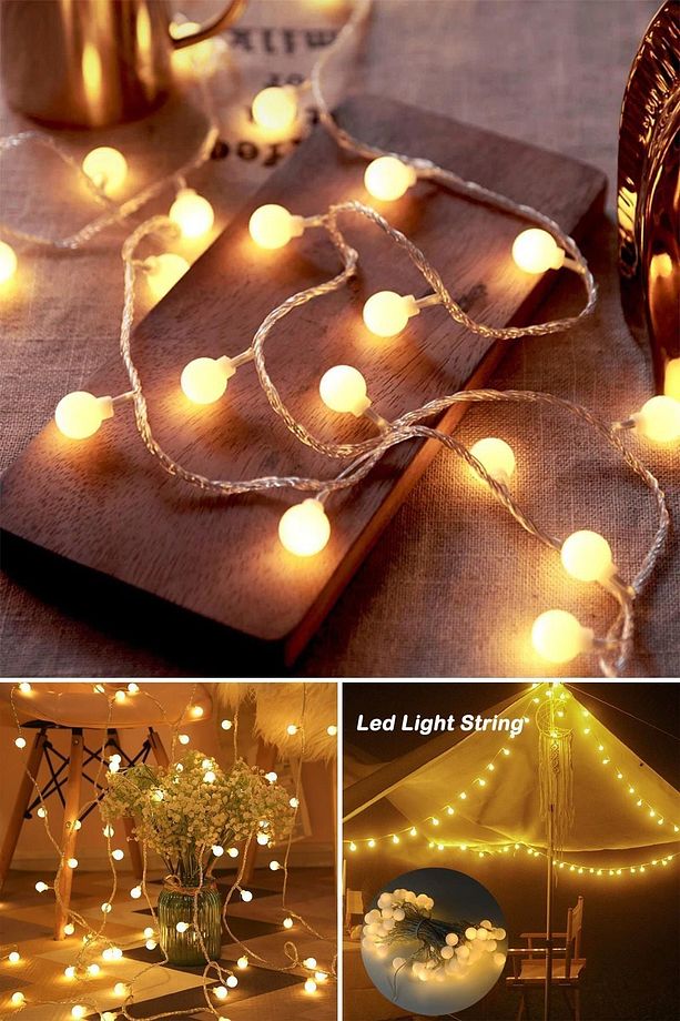 20 Ledli 5 Metre Mini Ampul Led - Sarı Led Şerid Led Peri Led Dekoratif Led - 4