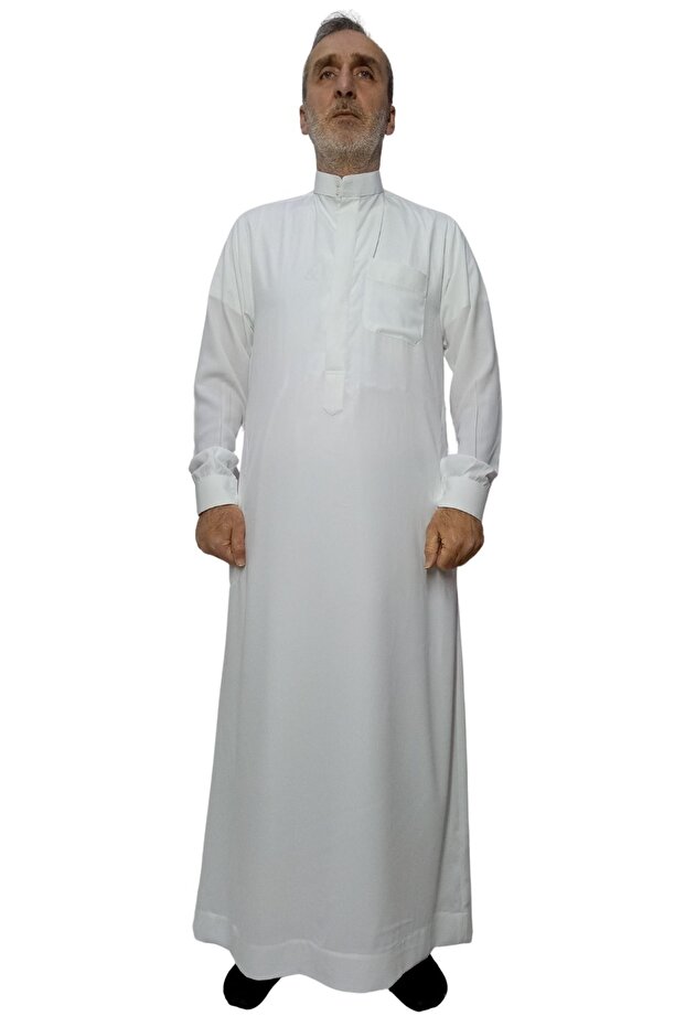 Prayer Robe,Saudi Arabian Design,front Buttons Hidden And Long Sleeve Buttoned Pocket,Dishdasha clothing