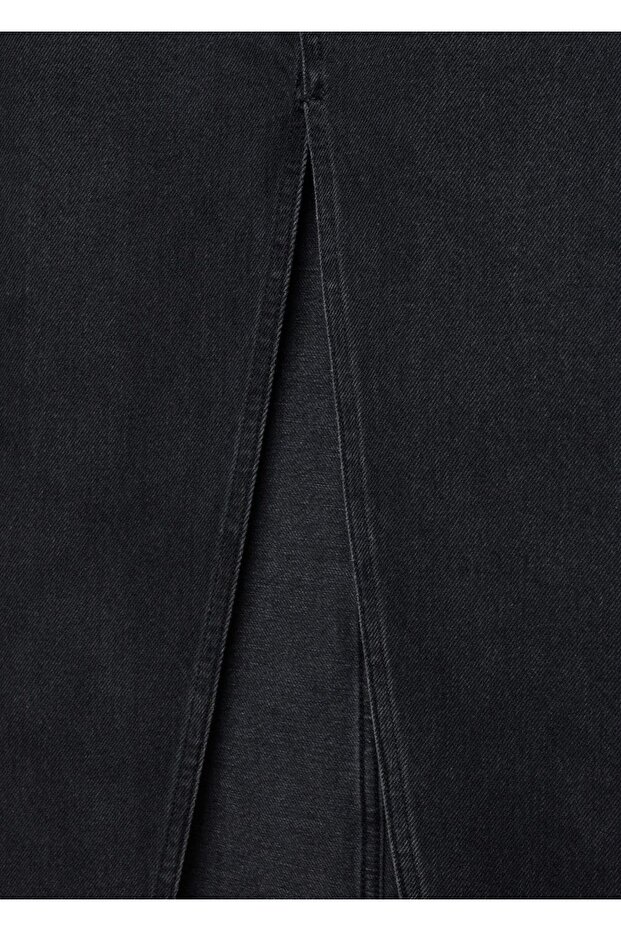 Yırtmaçlı denim etek - 6