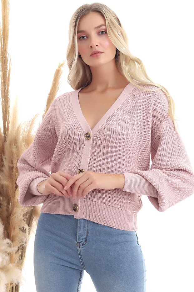 سترة صوفية ذات 3 أزرار ورقبة على شكل حرف V - 3