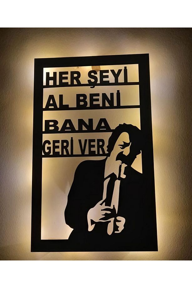 Müslüm Gürses Led Işıklı Tablo Ahşap Tablo Ledli Duvar Dekoru - 2