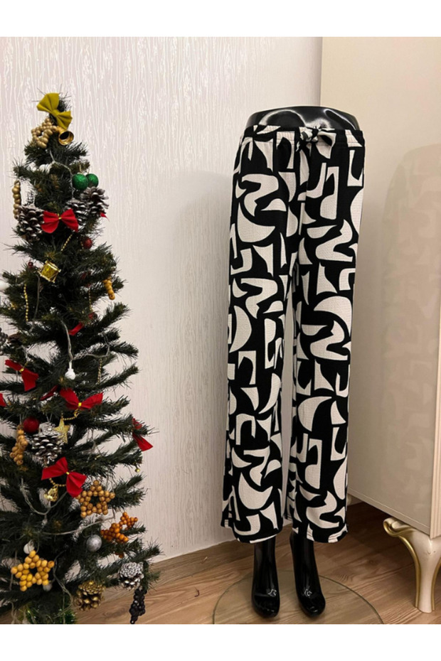 Relaxed Cut Patterned Lycra Wrap Pants
