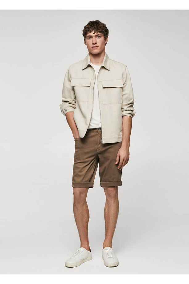 Slim fit kot bermuda şort - 2