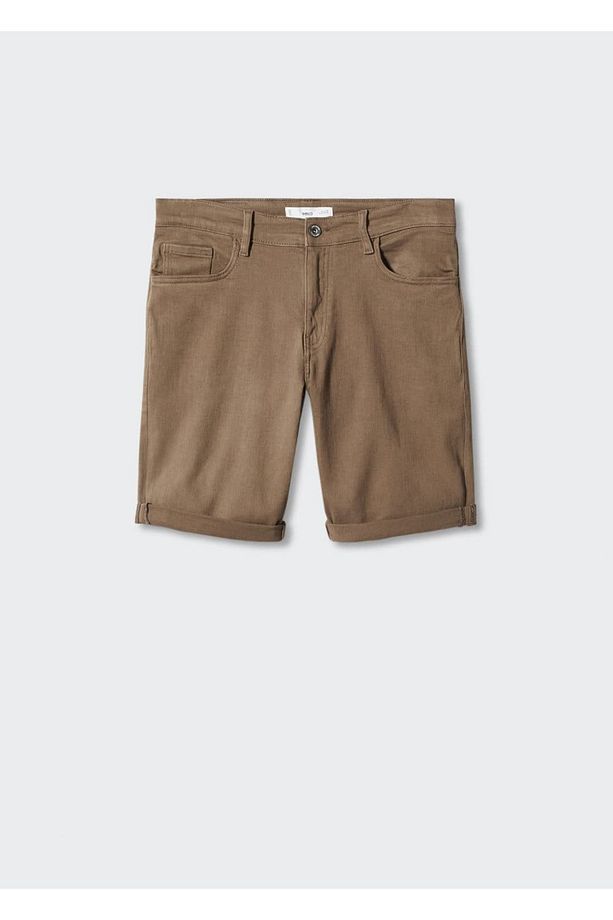 Slim fit kot bermuda şort - 3