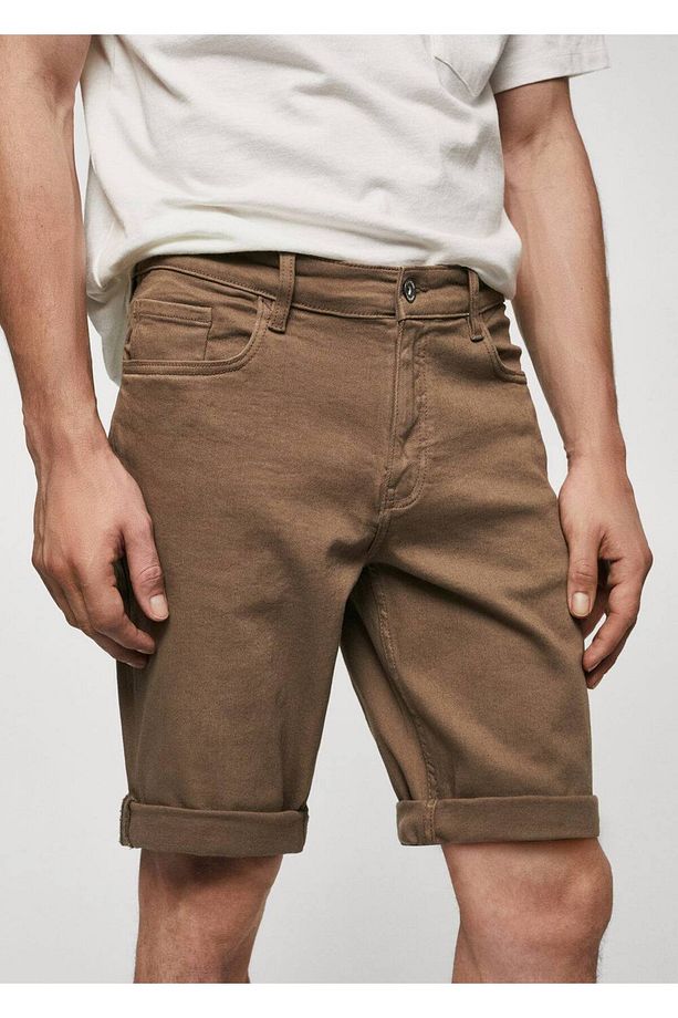 Slim fit kot bermuda şort - 8