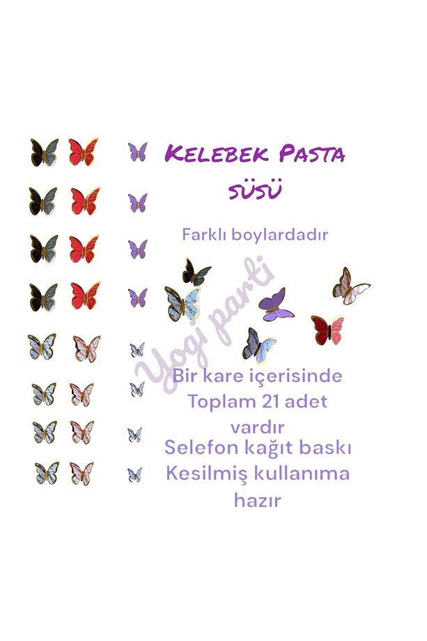 Kelebek Kâğıt Pasta Süsü Kız Doğum Günü Süsü - 3