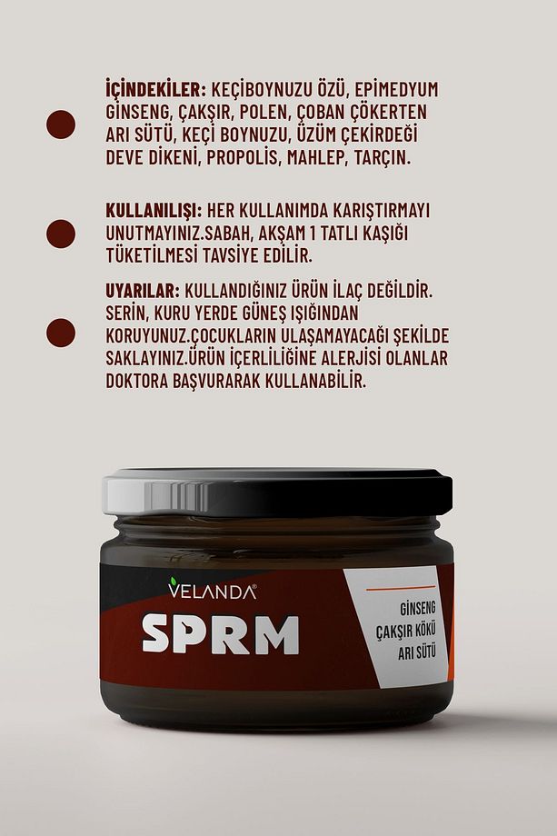 SPRM Macunu Ginseng Çakşır Kökü ve Arı Sütü İçeren Macun 300gr - 2