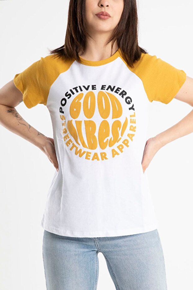 Women's Short Sleeve Puff Print Printed T-Shirt