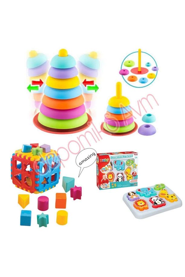 Sevimli Hayvanlar Bultak + Sallanan Halkalar + Küp Bultak Puzzle - 1