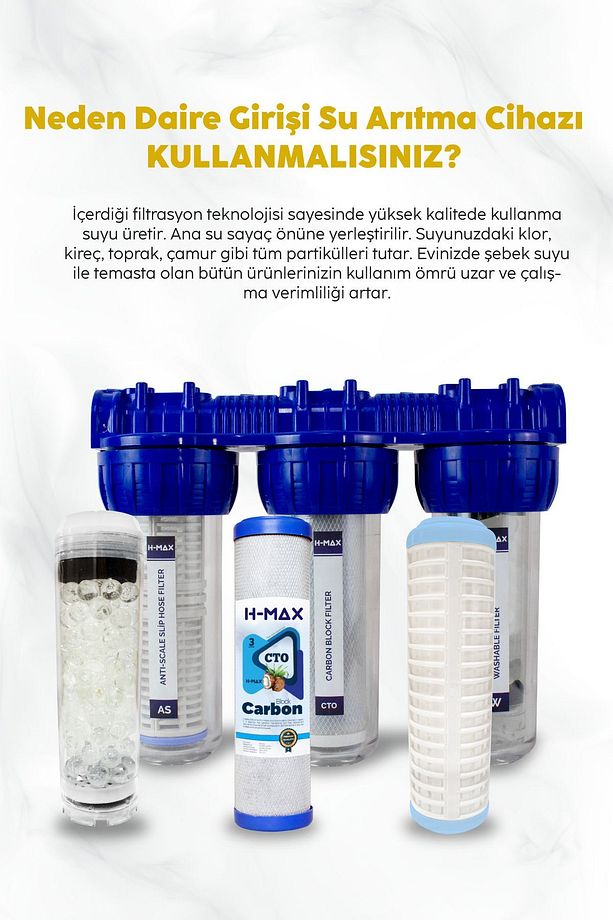 Proper Tortu, Klor Ve Kireç Önleyici 10 Inç 3lü Daire Girişi Arıtma Cihazı - 0032 - 3