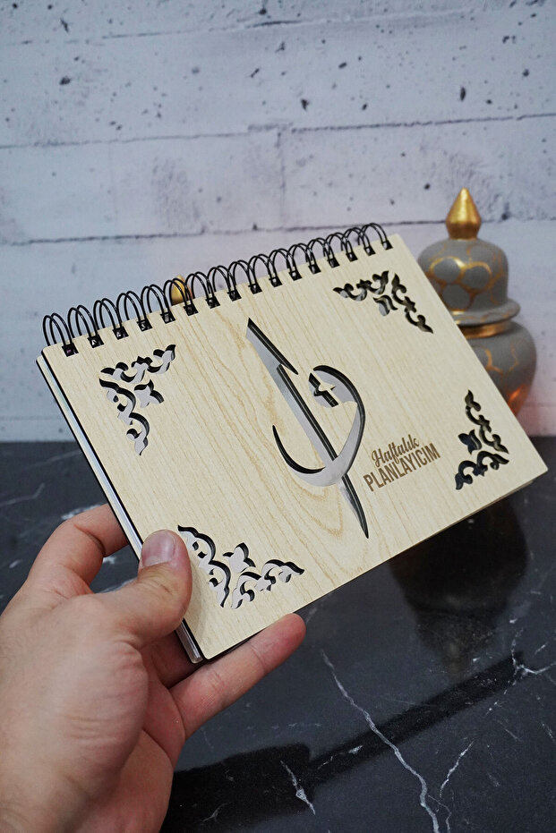 Elif Vav Design Wooden Schedule Book - Undate Agenda - Weekly Planner (TIMELESS PLANER) A5