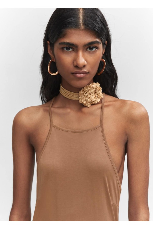 Halter Yaka Modal Elbise - 8