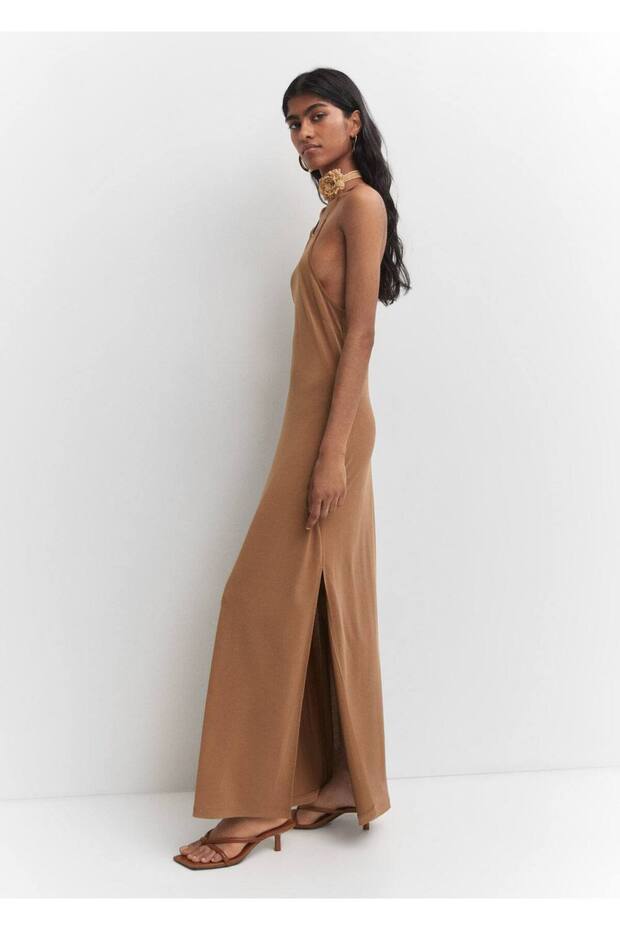 Halter Yaka Modal Elbise - 5