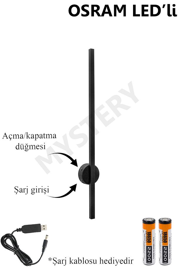 OSRAM LEDLİ Şarjlı Pilli Aplik Modern Dekoratif Led Duvar Aplik 68cm GÜNIŞIĞI - 1