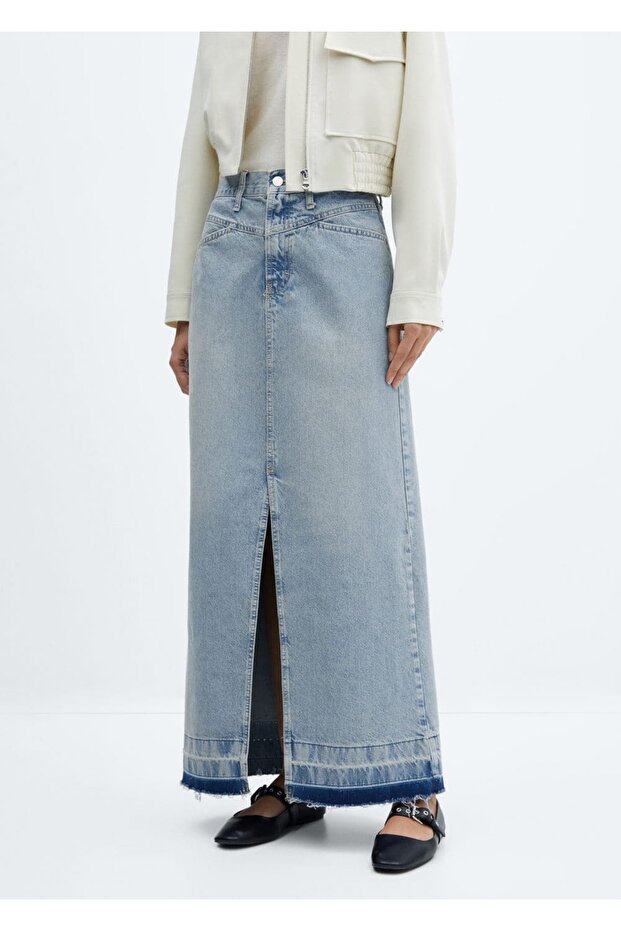 Uzun Denim Etek - 1